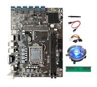 Lodokdre Placa base B250C BTC 12GPU PCIE a USB 3.0 ranura LGA1151 DDR4 4GB 2666Mhz RAM+4PIN a cable + ventilador de refrigeración ETH Miner