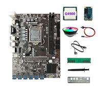 Lodokdre Placa base B250C ETH Miner 12USB+G4900 CPU+DDR4 4GB RAM+64G SSD+ventilador RGB+cable +cable de interruptor+grasa térmica + deflector