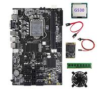 Lodokdre Placa base B75 12 PCIE ETH Mining + CPU G530 + DDR3 4 GB 1600 MHz RAM + SSD 128 G + ventilador + cable SATA + cable conmutador Placa base