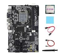 Lodokdre Placa base B75 12 PCIE ETH Mining + CPU I3 2100 + cable , cable de interruptor, almohadilla térmica, placa base BTC Miner