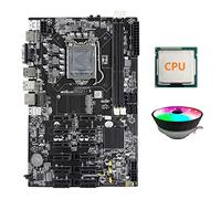Lodokdre Placa base B75 12 PCIE ETH Mining LGA1155 + CPU aleatoria + ventilador de refrigeración de CPU MSATA DDR3 B75 BTC Miner placa base