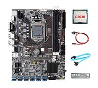 Lodokdre Placa base B75 12USB BTC Mining + CPU G2030 + cable + cable de interruptor + deflector 12 x USB 3.0 B75 ETH Miner placa base
