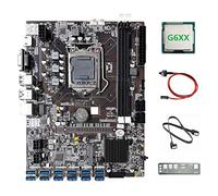 Lodokdre Placa base B75 12USB BTC Mining + CPU G6XX + cable + cable de interruptor + deflector 12 x USB 3.0 B75 ETH Miner placa base