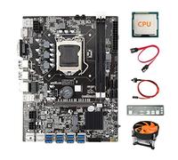 Lodokdre Placa base B75 8USB ETH Mining + CPU+ deflector + ventilador+cable + cable de interruptor LGA1155 B75 USB BTC Miner placa base