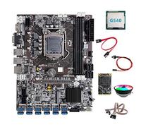 Lodokdre Placa base B75 BTC Miner 12XUSB+G540 CPU+MSATA SSD 64G+cable de interruptor+cable +cable de interruptor con luz + ventilador de refrigeración RGB