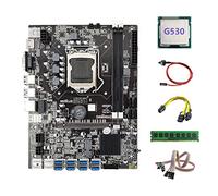 Lodokdre Placa base B75 BTC Miner 8XUSB+G530 CPU+DDR3 4G 1600Mhz RAM+ Cable+6Pin a Dual 8Pin Cable + Switch Cable con luz