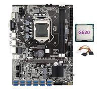 Lodokdre Placa base B75 BTC Mining 12 PCIE a USB MSATA DDR3 con CPU G620 + cable de 4 a SATA B75 USB ETH Miner placa base