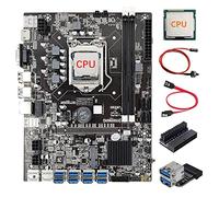 Lodokdre Placa base B75 BTC Mining + CPU+ adaptador de 24 + adaptador USB 3.0 de 20 + cable SATA/Switch 8 USB 3.0 LGA1155 DDR3 SATA3.0