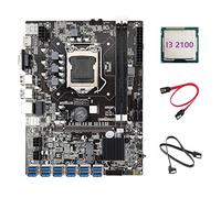Lodokdre Placa base B75 BTC Mining + CPU i3 2100 + 2 cables 12 PCIE a USB 3.0 adaptador LGA1155 DDR3 B75 USB ETH Miner placa base
