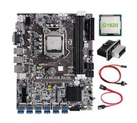 Lodokdre Placa base B75 de 12 tarjetas BTC Mining + CPU G1620 + adaptador USB 3.0 + cable + línea de interruptor 12 ranuras USB 3.0 LGA1155 DDR3 RAM MSATA