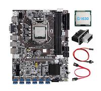 Lodokdre Placa base B75 de 12 tarjetas BTC Mining + CPU G1630 + adaptador USB 3.0 + cable + línea de interruptor 12 ranuras USB 3.0 LGA1155 DDR3 RAM MSATA