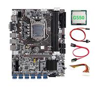 Lodokdre Placa base B75 de 12 tarjetas BTC Mining + CPU G550 + cable de extensión de 24 + cable SATA + cable de interruptor 12 USB 3.0 LGA1155 DDR3 MSATA