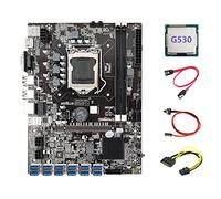 Lodokdre Placa base B75 ETH Miner 12 PCIE a USB+G530 CPU+SATA de 15 a 6 cable+cable switch cable+cable SATA placa base LGA1155