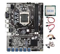 Lodokdre Placa base B75 ETH Mining 12 PCIE a USB LGA1155 con CPU G630 + cable SATA + cable de 4 a SATA compatible con DDR3 B75 USB BTC