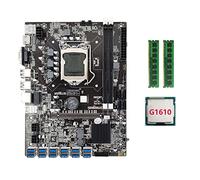 Lodokdre Placa base B75 ETH Mining 12XPCIE a USB con CPU G1610 + 2XDDR3 4GB 1600Mhz RAM memoria B75 USB BTC Miner placa base