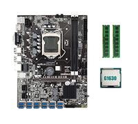 Lodokdre Placa base B75 ETH Mining 12XPCIE a USB con CPU G1630 + 2XDDR3 4GB 1600Mhz RAM memoria B75 USB BTC Miner placa base