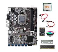 Lodokdre Placa base B75 ETH Mining 12XPCIE a USB+CPU aleatoria+DDR3 8GB RAM+128G SSD+ventilador RGB+cable +cable conmutador + deflector