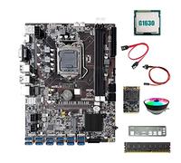 Lodokdre Placa base B75 ETH Mining 12XPCIE a USB+G1630 CPU+DDR3 8GB RAM+128G SSD+ventilador RGB+cable +cable conmutador + deflector
