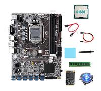 Lodokdre Placa base B75 ETH Mining 12XUSB+G1630 CPU+DDR3 4GB RAM+128G SSD+ventilador+cable +cable switch Cable LGA1155