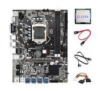 Lodokdre Placa base B75 ETH Mining 8 adaptadores USB + CPU I3 21XX + 2 cables SATA + cable 4 a SATA LGA1155 B75 USB Miner placa base