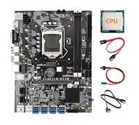 Lodokdre Placa base B75 ETH Mining 8XPCIE a USB + CPU aleatoria + 2 cables + cable de interruptor LGA1155 MSATA B75 USB Miner placa base
