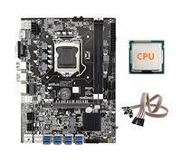Lodokdre Placa base B75 ETH Mining 8XPCIE a USB + CPU aleatoria + cable de doble conmutador con luz LGA1155 DDR3 B75 USB Miner placa base