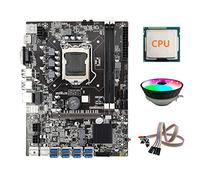 Lodokdre Placa base B75 ETH Mining 8XPCIE a USB + CPU aleatoria + cable de interruptor con luz + ventilador RGB LGA1155 B75 Miner placa base