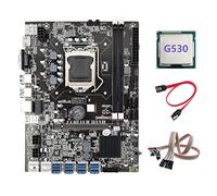 Lodokdre Placa base B75 ETH Mining 8XPCIE a USB+G530 CPU+cable de conmutación dual con cable Light+ LGA1155 Miner Board