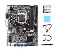 Lodokdre Placa base B75 ETH Mining 8XPCIE a USB+I3 2100 CPU+grasa térmica+almohadilla térmica+cable + cable de interruptor USB placa base