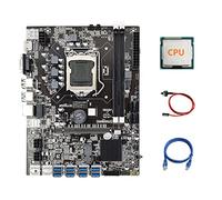 Lodokdre Placa base B75 ETH Mining 8XPCIE adaptador USB + CPU+ cable de red RJ45 + cable de interruptor LGA1155 MSATA B75 miner placa base