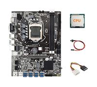 Lodokdre Placa base B75 ETH Mining 8XPCIE adaptador USB + CPU+ cable IDE de 4 a SATA + cable de interruptor LGA1155 B75 placa base USB