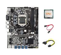 Lodokdre Placa base B75 ETH Mining 8XPCIE adaptador USB + CPU+ SATA 15 a 6 + cable SATA LGA1155 B75 miner placa base