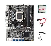 Lodokdre Placa base B75 ETH Mining + CPU G1610 + 2 cables LGA1155 8XPCIE adaptador USB MSATA DDR3 B75 USB BTC Miner placa base