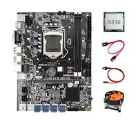 Lodokdre Placa base B75 ETH Mining+G630 CPU+ventilador+cable + cable switch LGA1155 8XPCIE USB adaptador MSATA DDR3 B75 placa base
