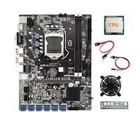 Lodokdre Placa base B75 USB ETH Mining + CPU+ deflector + cable + cable de interruptor + ventilador 12XPCIE a placa base USB 3.0 B75 BTC