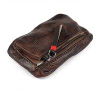Lodokdre Vintage Hombres Mini Monedero Tarjeta Titular Cartera Embrague Corto Cremallera Pequeño Cambio Bolsa, Brown, Talla