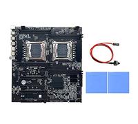 Lodokdre X99 Placa base de minería de doble enchufe + cable de interruptor + 2 almohadillas térmicas LGA2011-3 Dual CPU DDR4 ranura de memoria 8X SATA2.0 placa base