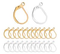 Lodoot 100 ganchos de latón francés chapado en oro para pendientes, diseño abierto, diseño de joyería (50 oro y 50 plata)