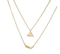 Lodoot 2 collares delicados de papel para aviones y barcos para mujeres y niñas, cadena de clavícula dorada, origami, barco, gargantilla de joyería, adorno de avión, barco, cadena de clavícula