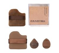 Lodoot 4/6 esponjas de chocolate en polvo con correa de soporte para los dedos, almohadilla de esponja de maquillaje para crema corrector, sombra de ojos, chispas de chocolate, galletas