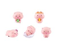Lodoot 5 figuras creativas de cerdos de dibujos animados, decoración en miniatura para proyectos de manualidades, escritorio, paisaje, escena, adornos, accesorios