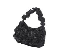 Lodoot Bolso de noche multiusos de satén con asa superior, diseño de rosas y lentejuelas, bolso de mano para mujer, boda, fiesta, decoración de rosas, Black, One Size