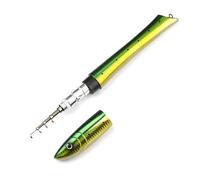 Lodoot Caña de pescar portátil con forma de pez telescópica con bolsillo para caña de pescar, fácil de usar, juego de cañas de pescar portátiles en forma de pez