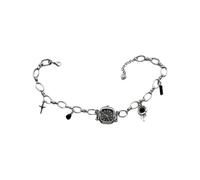 Lodoot Collar con colgante de cadena de clavícula inspirado en el punk con reloj de bolsillo mecánico expuesto, diseño retro, colgante mecánico de aleación para Edgy, negro, talla única