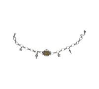 Lodoot Collar con colgante de cadena de clavícula inspirado en el punk con reloj de bolsillo mecánico expuesto, diseño retro, colgante mecánico de aleación para Edgy, marrón, talla única