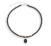 Lodoot Collar con colgante de piedra cuadrada de moda, elegante, gargantilla con cuentas negras, cadena para el cuello, joyería para fiestas