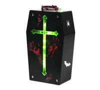 Lodoot Colorida caja de ataúd activada por sonido, única controlada por voz, ataúd para fiestas de Halloween con efecto de luz de siete colores