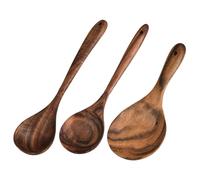 Lodoot Cucharón de sopa de madera natural con mango largo para servir paleta de arroz, utensilios de cocina multifuncionales