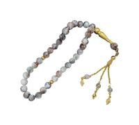 Lodoot Elegante rosario de cuentas de cristal con cadena de mano de 33 cuentas, pulsera de meditación, joyería para hombres y mujeres, cuentas de flores grandes, pulsera de cristal, rosario musulmán