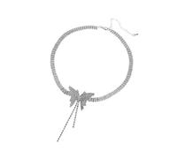 Lodoot Gargantilla grande para mujer con colgante de mariposa con diamantes de imitación, accesorio de moda para amantes del hip hop, mujeres y niñas